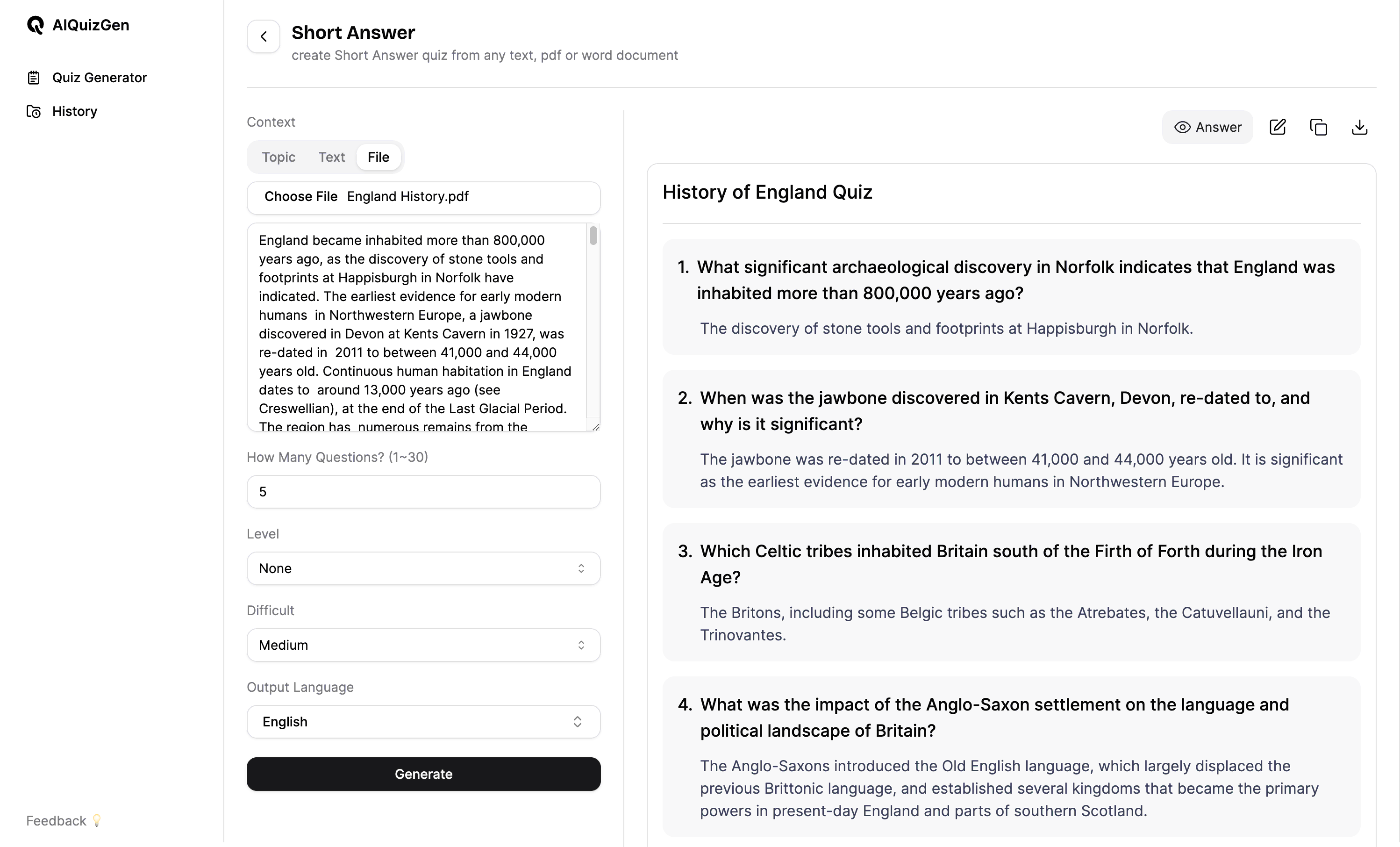 Transform Your Assessments with Our AI Short Answer Generator