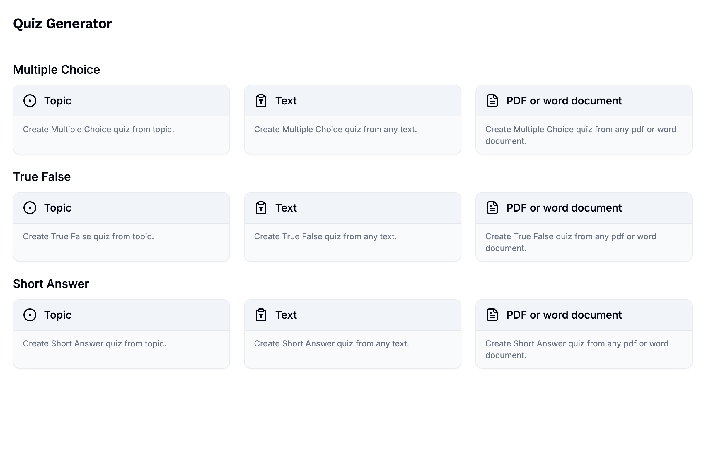 Diverse Question Types